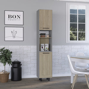 English Elm Hasselt Modern Kitchen Pantry Cabinet with Double Doors, 6 Adjustable Shelves, Light Pine Finish—Tall Storage Solution B070S00164