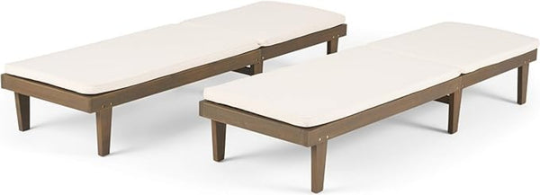 English Elm Nadine Outdoor Chaise Lounge Cushion Water Resistant Full Body Patio Coverage Grey+Cream 63493.00WTCGRY2-CUSH-CRM