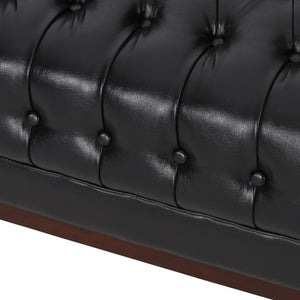 English Elm 3 Seater Mid-century Modern Sofa with Button Tufted Diamond Stitching and Rubberwood Frame 72144.00A_72144.00B