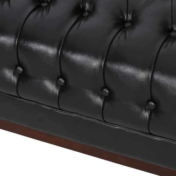 English Elm 3 Seater Mid-century Modern Sofa with Button Tufted Diamond Stitching and Rubberwood Frame 72144.00A_72144.00B