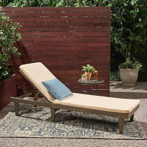 English Elm Nadine Outdoor Chaise Lounge Cushion Water Resistant Full Body Patio Coverage Gray+Cream 63493.00WTCGRY-CUSH-CRM