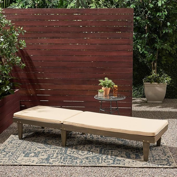 English Elm Nadine Outdoor Chaise Lounge Cushion Water Resistant Full Body Patio Coverage Gray+Cream 63493.00WTCGRY-CUSH-CRM