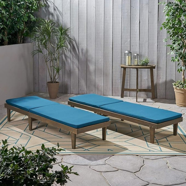 English Elm Nadine Outdoor Chaise Lounge Cushion Water Resistant Full Body Patio Coverage Blue 63493.00WTCGRY2-CUSH-BLU