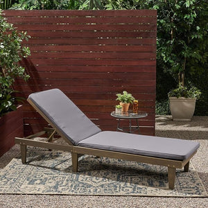 English Elm Nadine Outdoor Chaise Lounge Cushion Water Resistant Full Body Patio Coverage Grey 63493.00WTCGRY-CUSH-DGRY