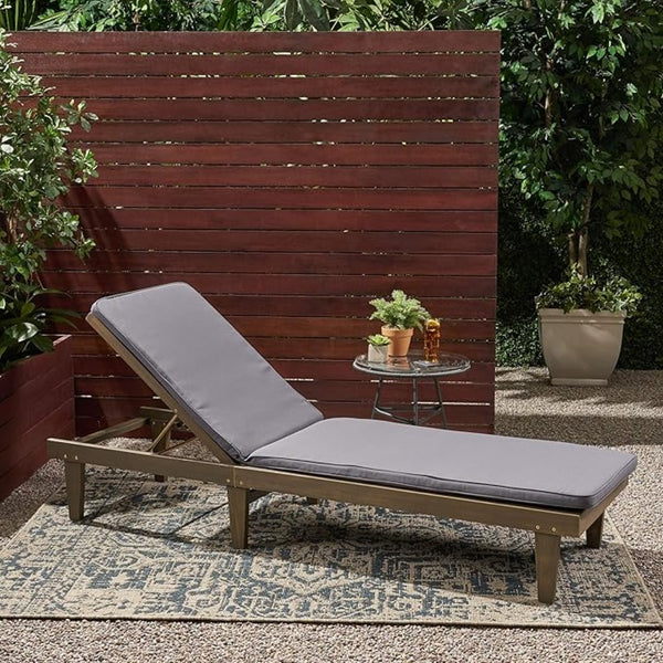 English Elm Nadine Outdoor Chaise Lounge Cushion Water Resistant Full Body Patio Coverage Grey 63493.00WTCGRY-CUSH-DGRY