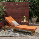 Christopher Knight Home® Acacia Wood Adjustable Chaise Lounge for Outdoor Comfort & Style | Water-Resistant Cushions | Elegant Vertical Slat Design