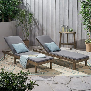 English Elm Nadine Outdoor Chaise Lounge Cushion Water Resistant Full Body Patio Coverage Grey 63493.00WTCGRY2-CUSH-DGRY