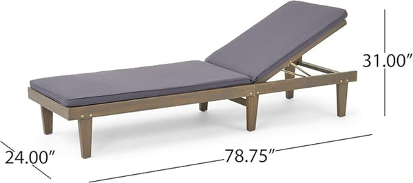 English Elm Nadine Outdoor Chaise Lounge Cushion Water Resistant Full Body Patio Coverage Grey 63493.00WTCGRY-CUSH-DGRY