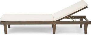 English Elm Nadine Outdoor Chaise Lounge Cushion Water Resistant Full Body Patio Coverage Gray+Cream 63493.00WTCGRY-CUSH-CRM