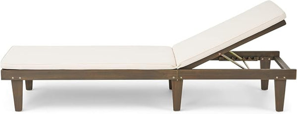 English Elm Nadine Outdoor Chaise Lounge Cushion Water Resistant Full Body Patio Coverage Gray+Cream 63493.00WTCGRY-CUSH-CRM