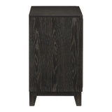 English Elm Modern Bedroom 1 Piece Nightstand Of 2 Drawers Grooves Cutouts Pulls Bed Side Table Ebony Finish and Silver Contemporary Bedroom Furniture End Table