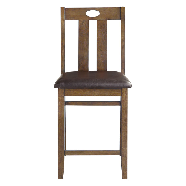 English Elm Brown Weston 5pc Dining Set with Acacia Veneer Table and Faux Leather Upholstered Chairs, Transitional Design Brown 42.25 L x 40.25 W x 14.75 H B011P170894