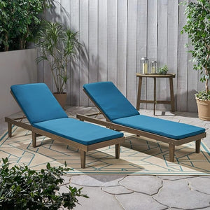 English Elm Nadine Outdoor Chaise Lounge Cushion Water Resistant Full Body Patio Coverage Blue 63493.00WTCGRY2-CUSH-BLU