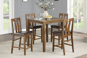 English Elm Brown Weston 5pc Dining Set with Acacia Veneer Table and Faux Leather Upholstered Chairs, Transitional Design Brown 42.25 L x 40.25 W x 14.75 H B011P170894