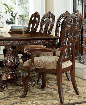 English Elm Traditional Deryn Park Armchairs Set of 2 Cherry with Gold Tipping, Elaborate Back & Rich Fabric Upholstery, Dining B011P171307