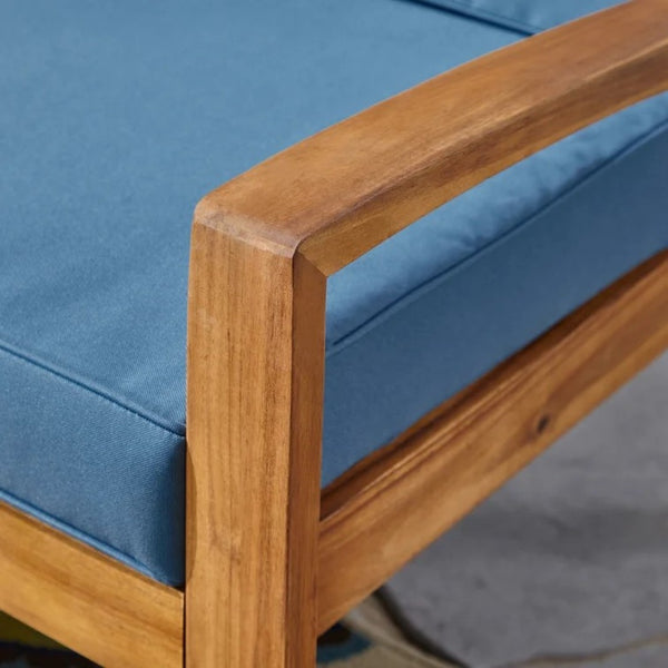 English Elm [set of 4] Grenada Solid Acacia Outdoor Club Chairs Slat Panel Patio Lounge Seating Blue 57977.00FCUSH-BLUSKIN