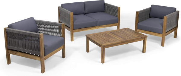 English Elm Christopher Knight Home® - Laurel Elegant 4-Seater Outdoor Chat Set With Loveseat, Club Chairs & Versatile Coffee Table 65439.00GRY-2_66338.00GRY