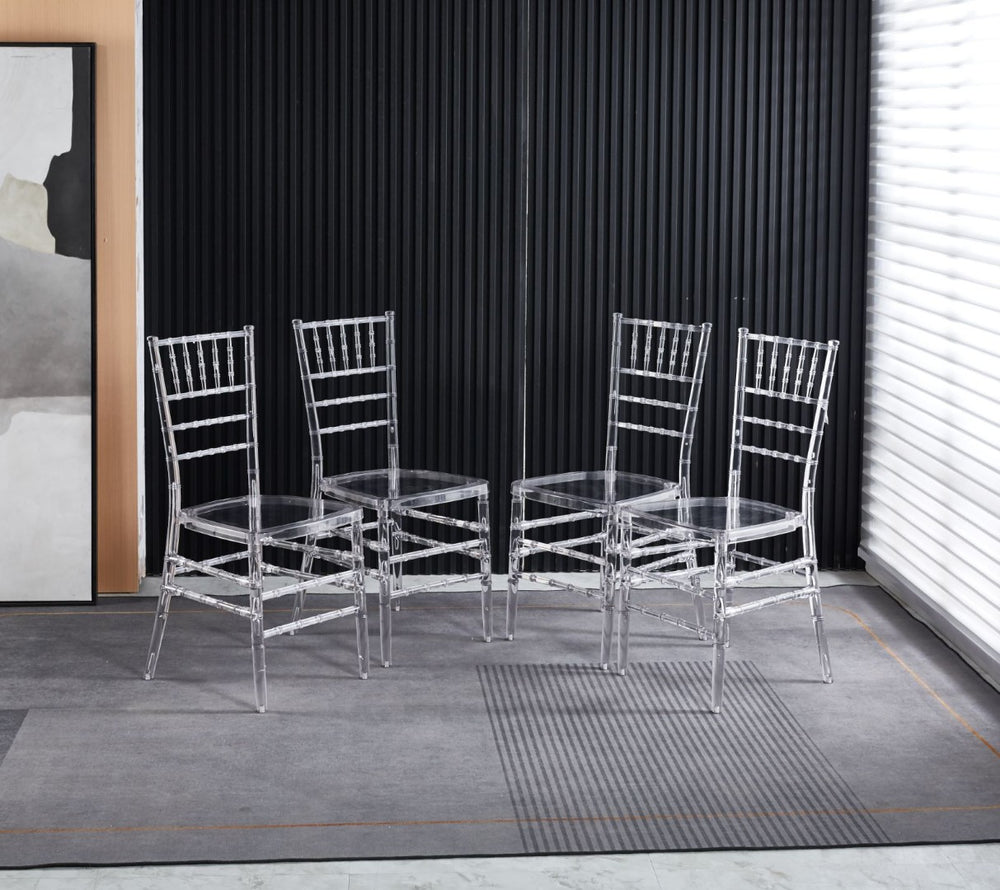 English Elm Wedding Dining Chairs Set of 4 Polypropylene Curved Seat Modern Minimalist Style W234P167936