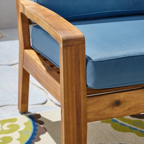 English Elm [set of 4] Grenada Solid Acacia Outdoor Club Chairs Slat Panel Patio Lounge Seating Blue 57977.00FCUSH-BLUSKIN