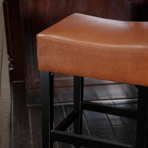 English Elm Christopher Knight Home® - Set Transitional 2-Piece Backless Fabric Counter Height Barstools with 26.75" Seat Height, Durable Upholstery and Sturdy Frame Brown 74492.00HZLNT