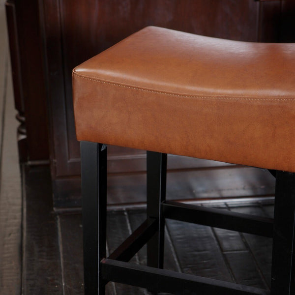 English Elm Christopher Knight Home® - Set Transitional 2-Piece Backless Fabric Counter Height Barstools with 26.75" Seat Height, Durable Upholstery and Sturdy Frame Brown 74492.00HZLNT