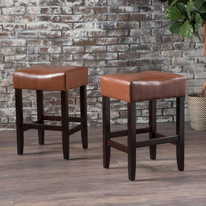 English Elm Christopher Knight Home® - Set Transitional 2-Piece Backless Fabric Counter Height Barstools with 26.75" Seat Height, Durable Upholstery and Sturdy Frame Brown 74492.00HZLNT