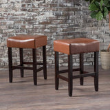 Christopher Knight Home® - Noble House - - Set Of 2, 26.75" Backless Leather Counter Height Barstool, Brown