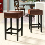 Christopher Knight Home® - Noble House - - Set Of 2, 26.75" Backless Leather Counter Height Barstool, Brown