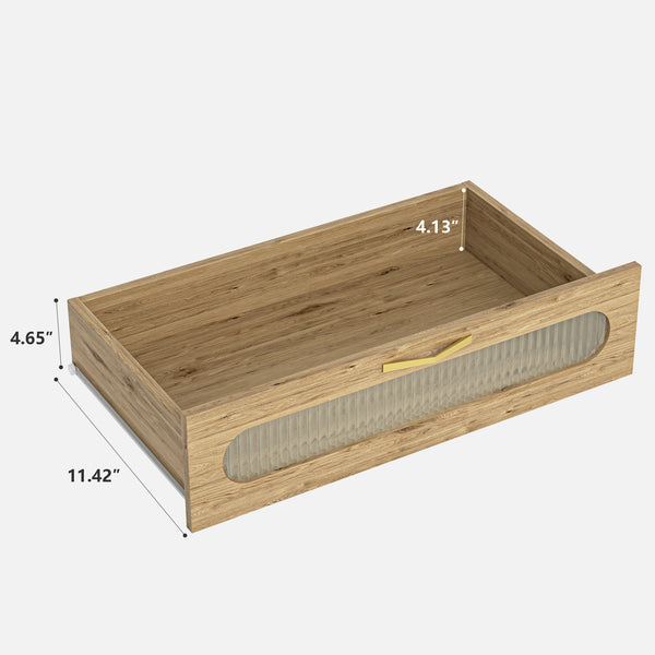 English Elm 67'' Tall Pantry Buffet Cabinet with Glass Doors, Wine Glass Rack, 150lb Load, Dust-Proof Wood Finish W2227P156035