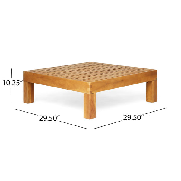 English Elm Brava Acacia Wood Outdoor Modular Sofa Set Mid-century Slatted Cross-back Patio Seating Red 57967-8-64489RED-64496.00