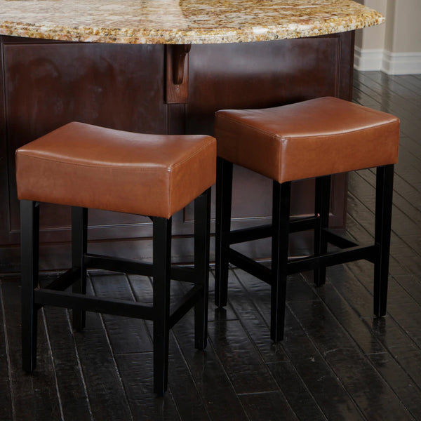 English Elm Christopher Knight Home® - Set Transitional 2-Piece Backless Fabric Counter Height Barstools with 26.75" Seat Height, Durable Upholstery and Sturdy Frame Brown 74492.00HZLNT