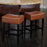 Christopher Knight Home® - Noble House - - Set Of 2, 26.75" Backless Leather Counter Height Barstool, Brown