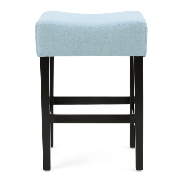 English Elm Christopher Knight Home® - Set Transitional 2-Piece Backless Fabric Counter Height Barstools with 26.75" Seat Height, Durable Upholstery and Sturdy Frame Light Blue 74492.00FLBLU