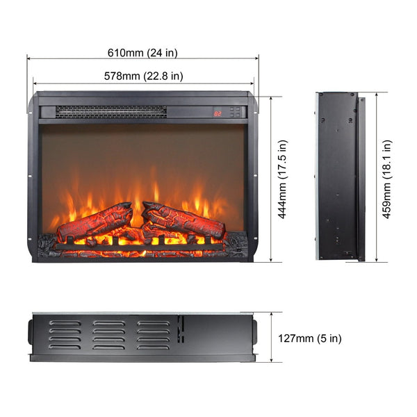 English Elm 23 Inch Electric Fireplace Insert with Log Set Led Flame Remote and Overheat Protection W1769103308