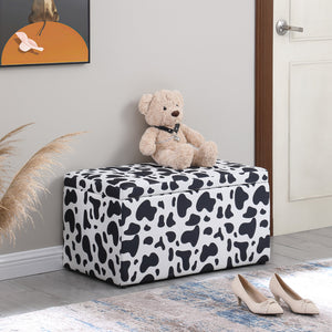 English Elm Ottoman Tufted Storage Bench with Linen Upholstery and Safety Hinges — Versatile Bedroom Living Room Accent Black White W1420P154576