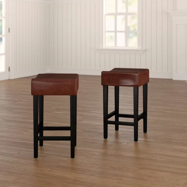 English Elm Christopher Knight Home® - Set Transitional 2-Piece Backless Fabric Counter Height Barstools with 26.75" Seat Height, Durable Upholstery and Sturdy Frame Brown 74492.00HZLNT