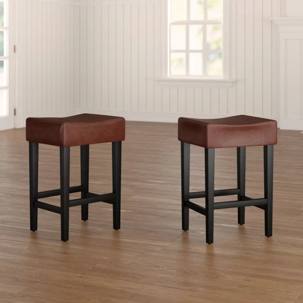 English Elm Christopher Knight Home® - Set Transitional 2-Piece Backless Fabric Counter Height Barstools with 26.75" Seat Height, Durable Upholstery and Sturdy Frame Brown 74492.00HZLNT