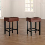 Christopher Knight Home® - Noble House - - Set Of 2, 26.75" Backless Leather Counter Height Barstool, Brown