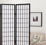 English Elm 4 Panel Oriental Shoji Screen / Room Divider, Black