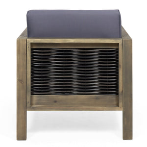 English Elm Christopher Knight Home® - Outdoor 4-Piece Acacia Wood Chat Set With Wicker Accents & Cushions – Perfect For Stylish Gatherings 68942.00DGRY-2_70141.00DGRY