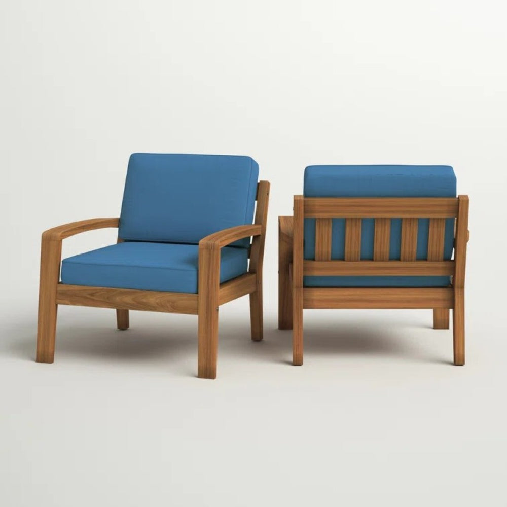 English Elm [set of 4] Grenada Solid Acacia Outdoor Club Chairs Slat Panel Patio Lounge Seating Blue 57977.00FCUSH-BLUSKIN