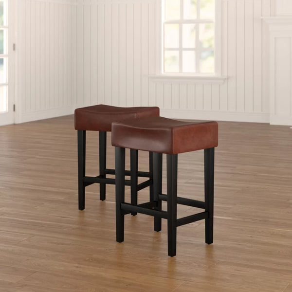 English Elm Christopher Knight Home® - Set Transitional 2-Piece Backless Fabric Counter Height Barstools with 26.75" Seat Height, Durable Upholstery and Sturdy Frame Brown 74492.00HZLNT
