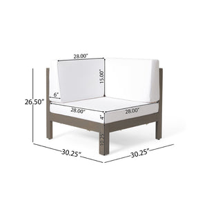English Elm Brava Acacia Wood Outdoor Modular Sofa Set Mid-century Slatted Cross-back Patio Seating 57967-8-64489WHI-64496GRY