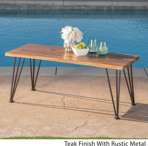 English Elm Christopher Knight Home® - Zion Industrial Coffee Table Set With Two Accent Tables - Rustic Acacia Wood & Metal Frame Design 61003.00-2_60392.00
