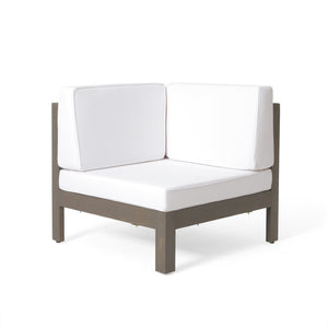 English Elm Brava Acacia Wood Outdoor Modular Sofa Set Mid-century Slatted Cross-back Patio Seating 57967-8-64489WHI-64496GRY