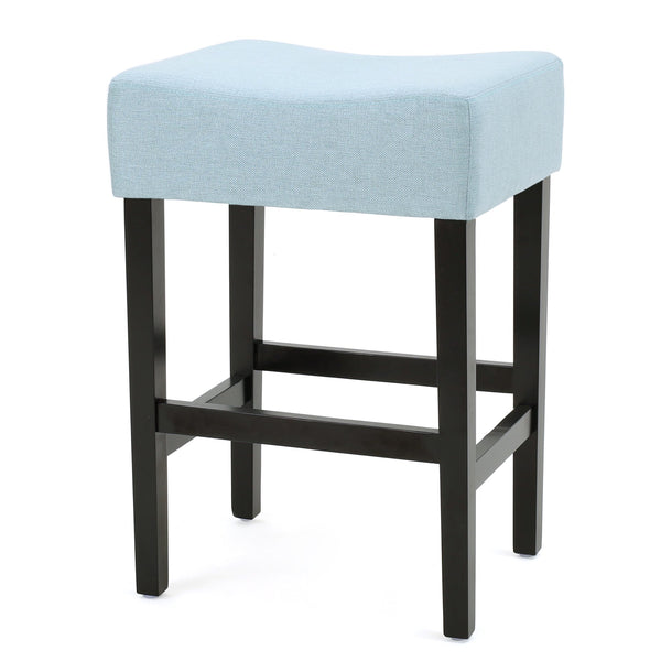 English Elm Christopher Knight Home® - Set Transitional 2-Piece Backless Fabric Counter Height Barstools with 26.75" Seat Height, Durable Upholstery and Sturdy Frame Light Blue 74492.00FLBLU