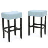 Christopher Knight Home® - Noble House - - Set Of 2, 26.75" Backless Leather Counter Height Barstool, Light Blue