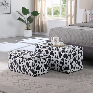 English Elm Ottoman Tufted Storage Bench with Linen Upholstery and Safety Hinges — Versatile Bedroom Living Room Accent Black White W1420P154576