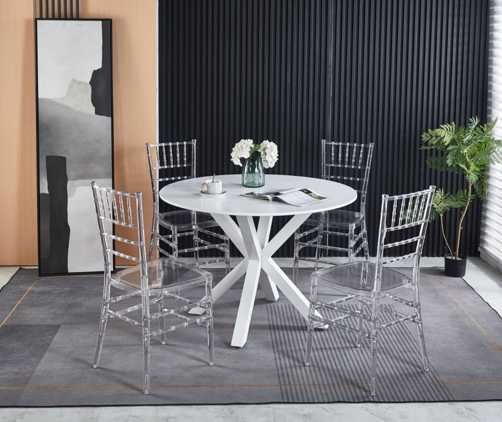 English Elm Wedding Dining Chairs Set of 4 Polypropylene Curved Seat Modern Minimalist Style W234P167936