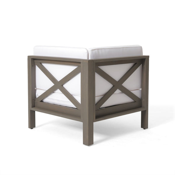 English Elm Brava Acacia Wood Outdoor Modular Sofa Set Mid-century Slatted Cross-back Patio Seating 57967-8-64489WHI-64496GRY